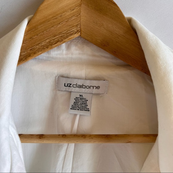 Liz Claiborne Light Lined Jacket XL White Zippered Front And Pockets - Picture 4 of 12